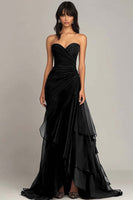 Load image into Gallery viewer, Dark Brown Sweetheart Ruched Ruffled Formal Dress