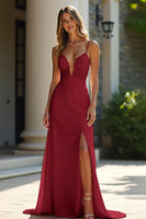 Load image into Gallery viewer, Sheath Champagne Stretch Satin Spaghetti Straps Long Prom Dress