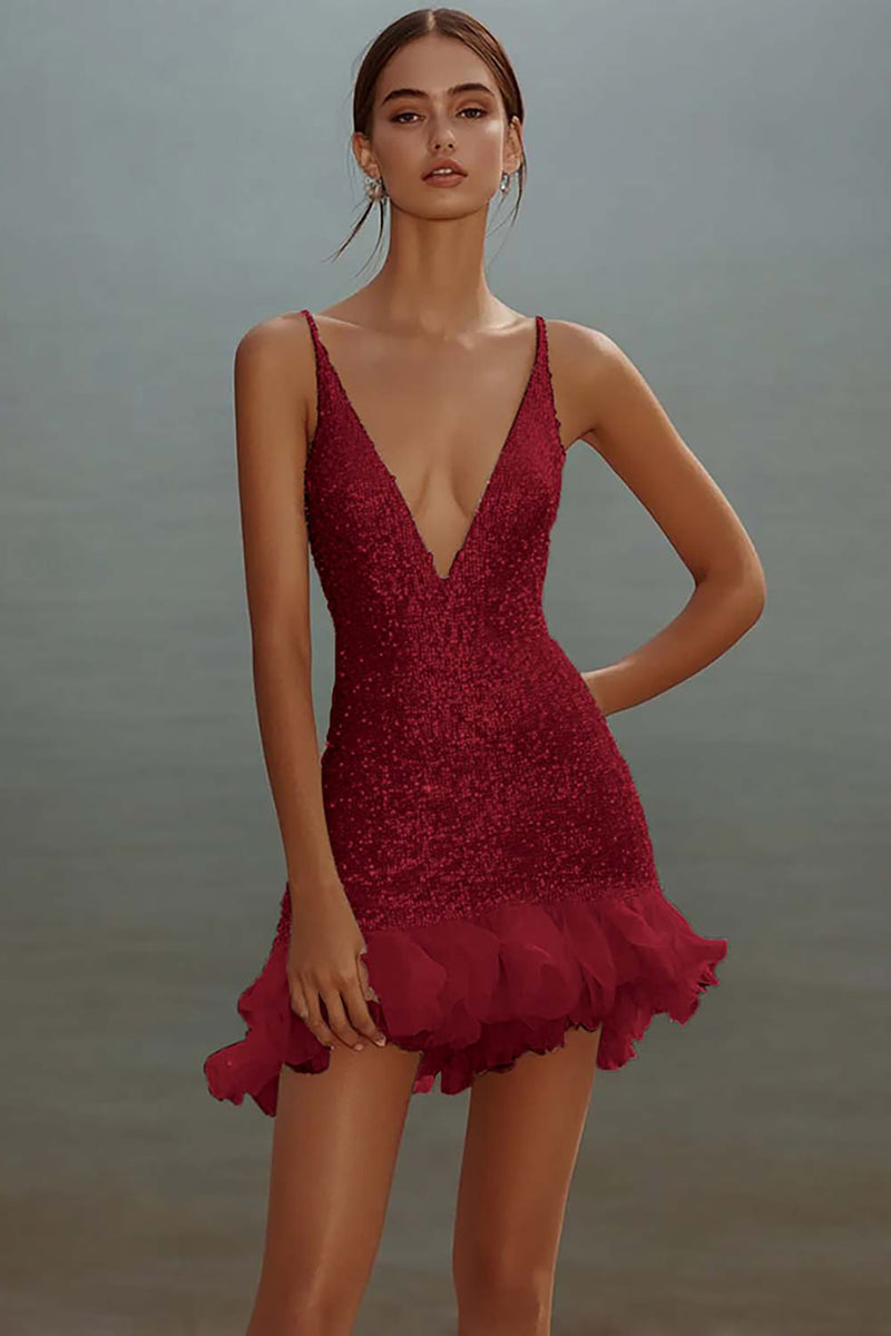 Load image into Gallery viewer, White Bodycon Spaghetti Straps Sequin Short Graduation Dress