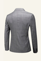Load image into Gallery viewer, Grey Plaid 3 Piece Notched Lapel Men&#39;s Wedding Suits