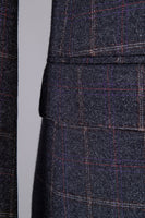 Load image into Gallery viewer, Grey Plaid Double-Breasted 2-Piece Men&#39;s Suit