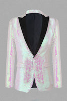 Load image into Gallery viewer, Sparkly White Sequins Peak Lapel Men&#39;s Prom Blazer
