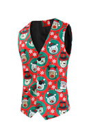 Load image into Gallery viewer, Notched Lapel One Button Santa Claus Printed Red Men&#39;s Suits