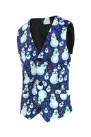 Load image into Gallery viewer, Notched Lapel One Button Blue Snowman Printed Men&#39;s Suits