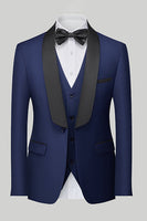 Load image into Gallery viewer, Royal Blue 3 Piece Shawl Lapel Men&#39;s Prom Suits