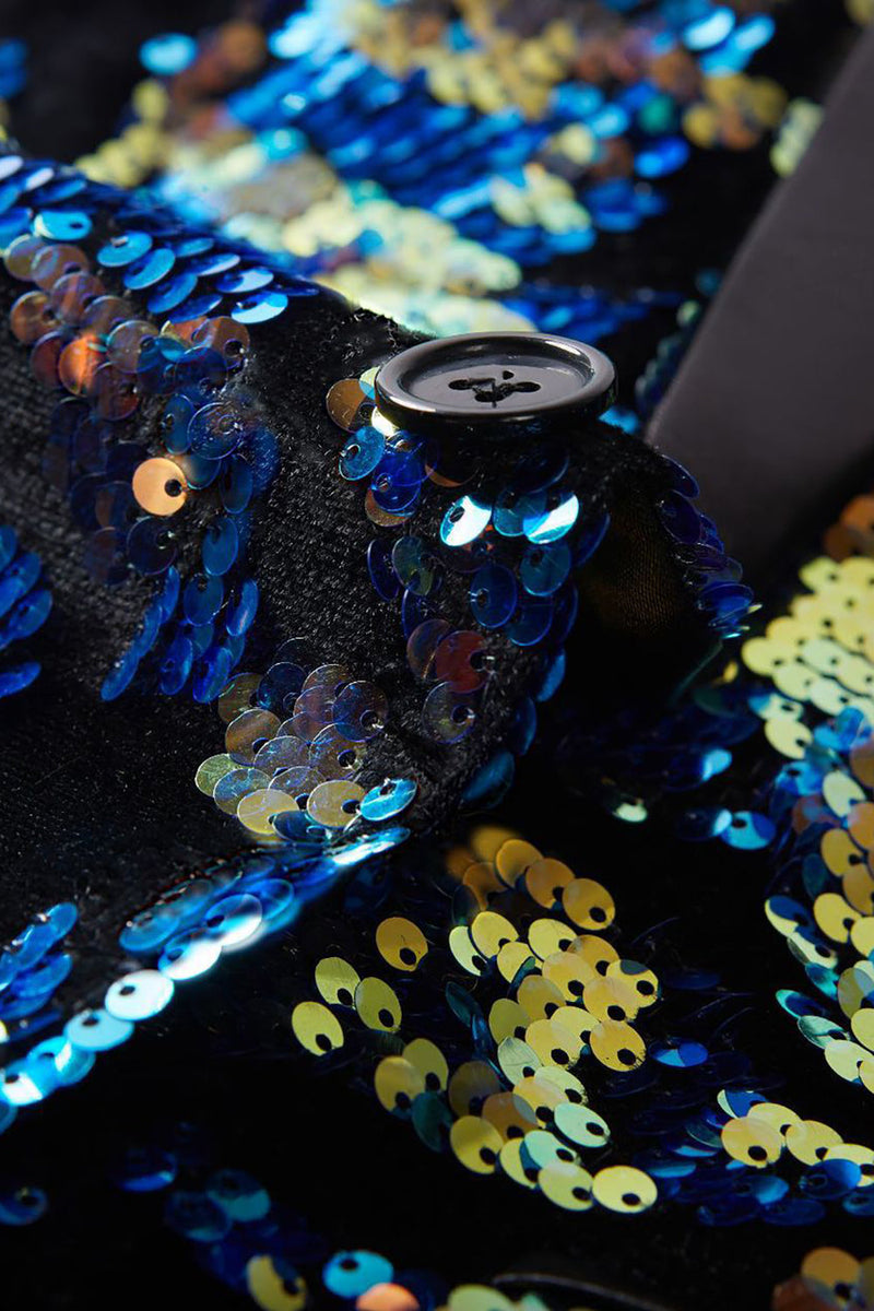 Load image into Gallery viewer, Sparkly Dark Blue Sequins Men&#39;s Blazer