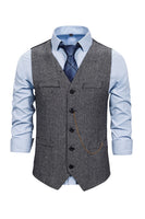 Load image into Gallery viewer, V Neck Single Breasted Men&#39;s Grey Casual Vest