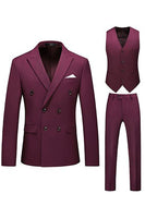 Load image into Gallery viewer, Khaki Double Breasted Notched Lapel 3 Piece Men&#39;s Suits