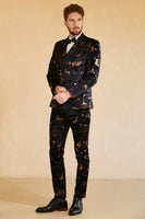 Load image into Gallery viewer, Notched Lapel Double Breasted Black Men&#39;s Wedding Suits