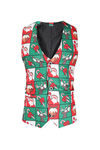 Red and Green 3 Piece Christmas Party Men's Suits