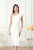 Load image into Gallery viewer, One Shoulder Bodycon Midi White Graduation Dress