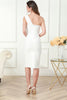 Load image into Gallery viewer, One Shoulder Bodycon Midi White Graduation Dress
