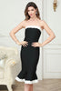 Load image into Gallery viewer, Strapless Mermaid Midi Black Graduation Dress