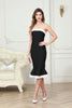 Load image into Gallery viewer, Strapless Mermaid Midi Black Graduation Dress