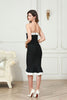 Load image into Gallery viewer, Strapless Mermaid Midi Black Graduation Dress