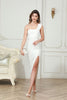 Load image into Gallery viewer, White One Shoulder Maxi Graduation Dress with Slit