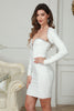 Load image into Gallery viewer, White Bodycon Sweetheart Neck Long Sleeves Short Cocktail Dress