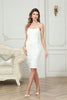 Load image into Gallery viewer, White Bodycon Strapless Midi Corset Graduation Dress