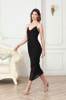 Load image into Gallery viewer, White Spaghetti Straps Ruched Graduation Dress