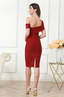 Load image into Gallery viewer, Red Classy Midi Graduation Dress with Slit
