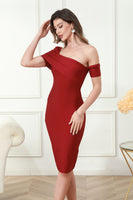 Load image into Gallery viewer, Red Classy Midi Graduation Dress with Slit
