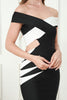 Load image into Gallery viewer, Black Off the Shoulder Midi Graduation Dress with Hollow-out