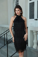 Load image into Gallery viewer, White Halter Bodycon Graduation Dress with Tassel