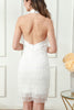 Load image into Gallery viewer, White Halter Bodycon Graduation Dress with Tassel