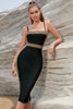 Load image into Gallery viewer, Black Bodycon Spaghetti Straps Midi Graduation Dress