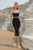 Load image into Gallery viewer, Black Bodycon Spaghetti Straps Midi Graduation Dress