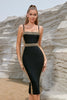 Load image into Gallery viewer, Black Bodycon Spaghetti Straps Midi Graduation Dress