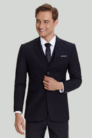 Load image into Gallery viewer, Black Three Piece Suit for Men with Notched Lapel