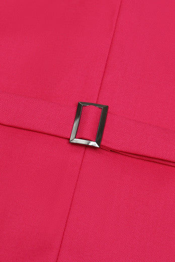 Fuchsia Single Breasted Shawl Lapel Men's Suit Vest