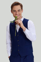 Load image into Gallery viewer, Men&#39;s Navy 3-piece One Button Slim Fit Prom Suits