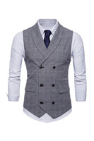 Load image into Gallery viewer, Grey Pinstripe Double Breasted Shawl Lapel Men&#39;s Suit Vest
