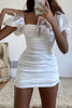 Load image into Gallery viewer, Bodycon Mini White Graduation Dress with Ruffles