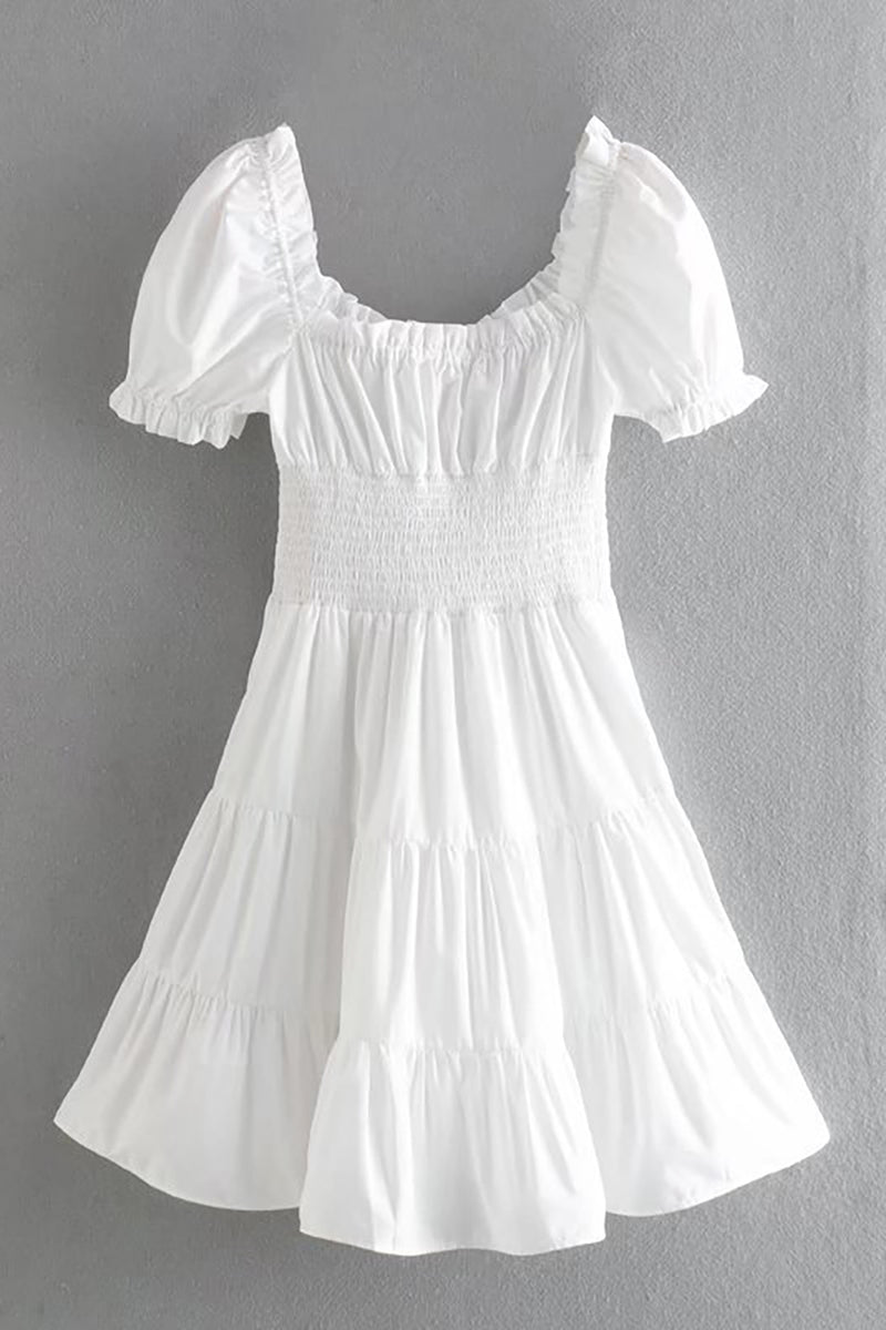 Load image into Gallery viewer, V-Neck Short Sleeves Mini White Graduation Dress