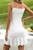 Load image into Gallery viewer, Ruffles White Graduation Dress with Spaghetti straps