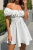 Load image into Gallery viewer, Off the Shoulder White Graduation Dress with Polka Dots