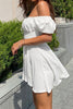 Load image into Gallery viewer, Off the Shoulder White Graduation Dress with Polka Dots