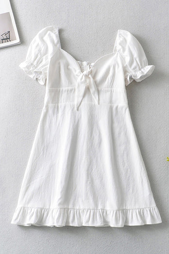 Fit And Flare Mini White Graduation Dress