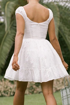 Sleeveless A Line White Graduation Dress