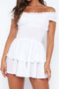 Load image into Gallery viewer, Off the Shoulder A Line White Graduation Dress