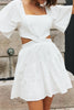 Load image into Gallery viewer, A Line White Graduation Dress with Hollow-out