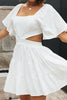 Load image into Gallery viewer, A Line White Graduation Dress with Hollow-out