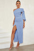 Load image into Gallery viewer, Blue One Shoulder Bodycon Long Formal Dress