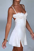 Load image into Gallery viewer, White Spaghetti Straps Mini Graduation Dress with Slit