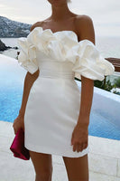 Load image into Gallery viewer, Elegant Bodycon Off the Shoulder Mini White Graduation Dress