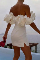 Load image into Gallery viewer, Elegant Bodycon Off the Shoulder Mini White Graduation Dress