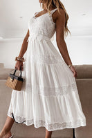 Load image into Gallery viewer, A-Line Midi Summer White Lace Graduation Dress